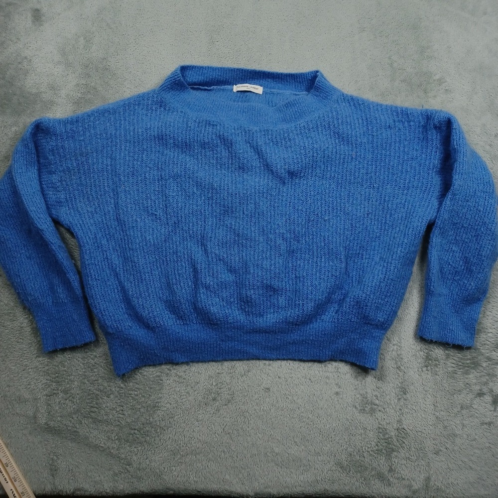 Alexandre Laurent Sweater Womens Small Blue Knit Mohair Blend Pullover Cropped